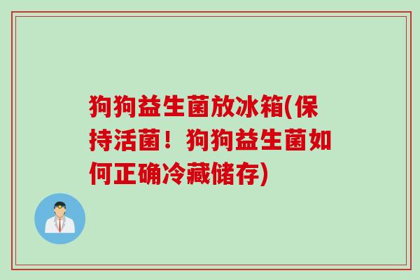 狗狗益生菌放冰箱(保持活菌！狗狗益生菌如何正确冷藏储存)