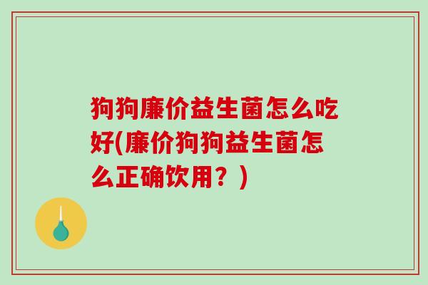 狗狗廉价益生菌怎么吃好(廉价狗狗益生菌怎么正确饮用？)