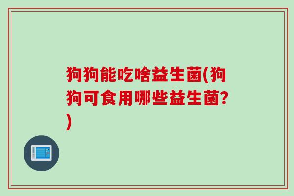 狗狗能吃啥益生菌(狗狗可食用哪些益生菌？)