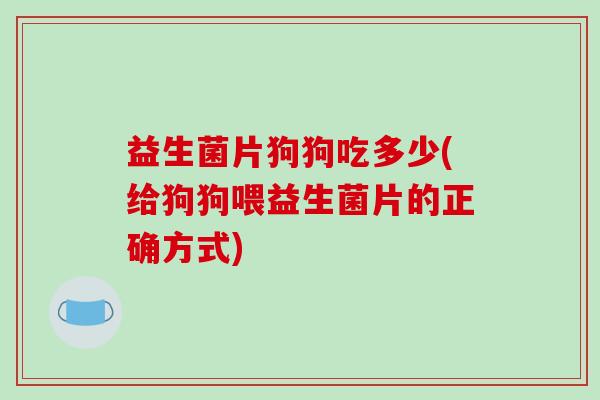 益生菌片狗狗吃多少(给狗狗喂益生菌片的正确方式)