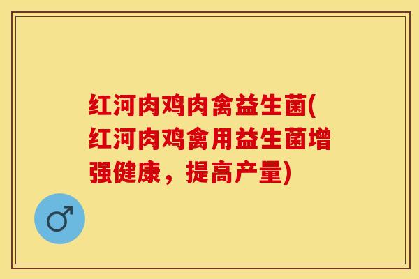 红河肉鸡肉禽益生菌(红河肉鸡禽用益生菌增强健康，提高产量)