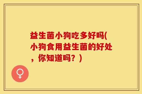益生菌小狗吃多好吗(小狗食用益生菌的好处，你知道吗？)