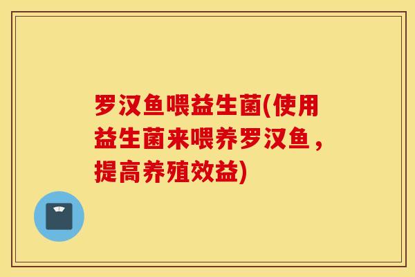 罗汉鱼喂益生菌(使用益生菌来喂养罗汉鱼，提高养殖效益)