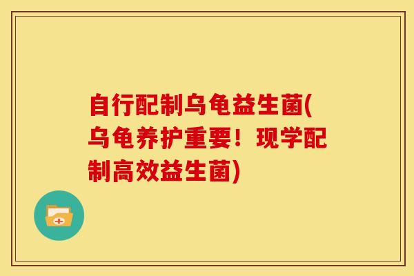 自行配制乌龟益生菌(乌龟养护重要！现学配制高效益生菌)