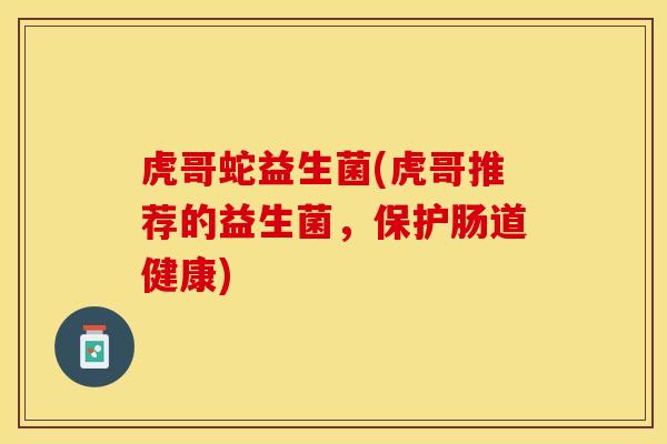 虎哥蛇益生菌(虎哥推荐的益生菌，保护肠道健康)