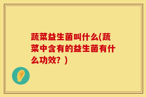 蔬菜益生菌叫什么(蔬菜中含有的益生菌有什么功效？)