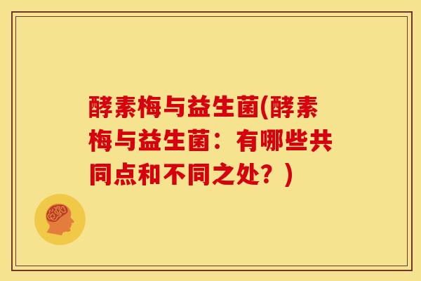 酵素梅与益生菌(酵素梅与益生菌：有哪些共同点和不同之处？)