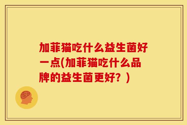 加菲猫吃什么益生菌好一点(加菲猫吃什么品牌的益生菌更好？)