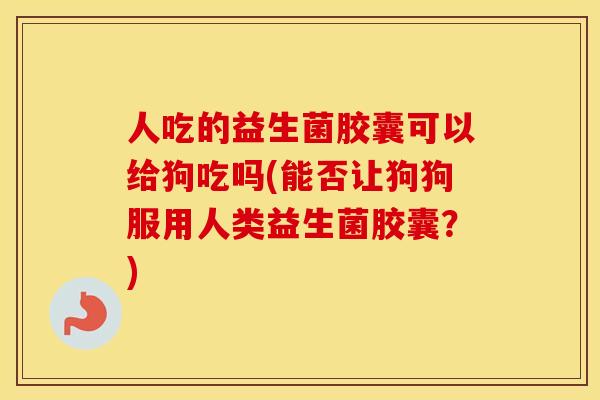人吃的益生菌胶囊可以给狗吃吗(能否让狗狗服用人类益生菌胶囊？)