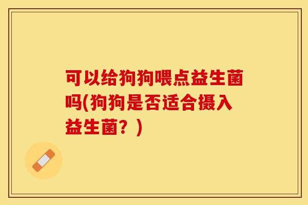 可以给狗狗喂点益生菌吗(狗狗是否适合摄入益生菌？)
