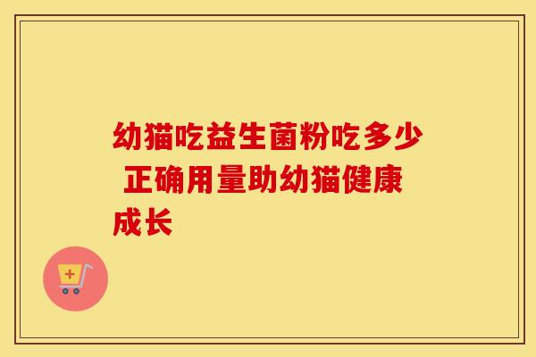 幼猫吃益生菌粉吃多少 正确用量助幼猫健康成长