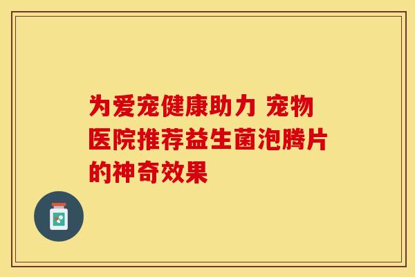 为爱宠健康助力 宠物医院推荐益生菌泡腾片的神奇效果