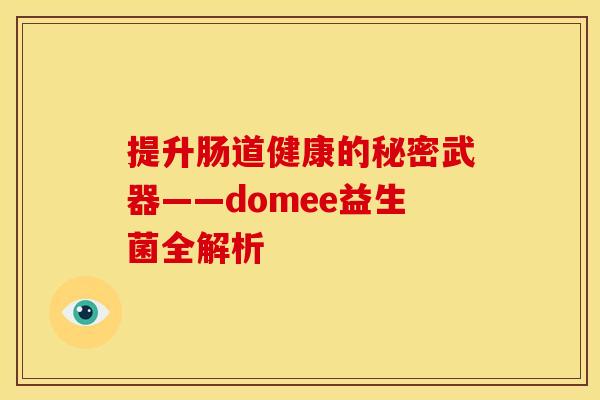 提升肠道健康的秘密武器——domee益生菌全解析