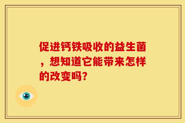 促进钙铁吸收的益生菌，想知道它能带来怎样的改变吗？