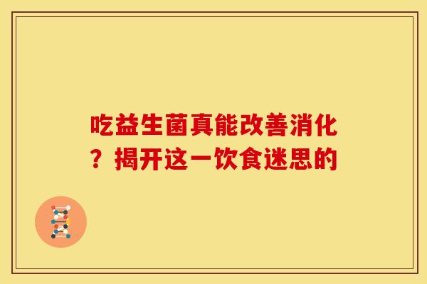 吃益生菌真能改善消化？揭开这一饮食迷思的