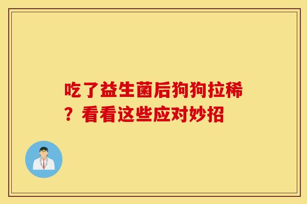 吃了益生菌后狗狗拉稀？看看这些应对妙招
