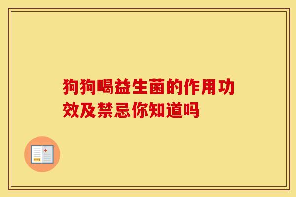 狗狗喝益生菌的作用功效及禁忌你知道吗