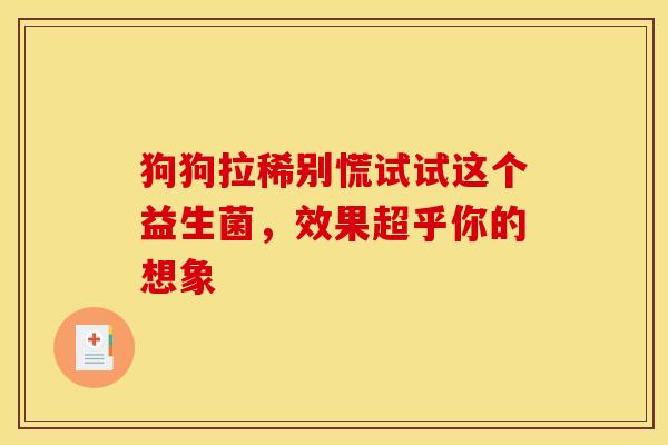 狗狗拉稀别慌试试这个益生菌，效果超乎你的想象
