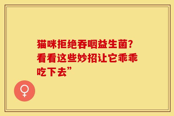 猫咪拒绝吞咽益生菌？看看这些妙招让它乖乖吃下去”