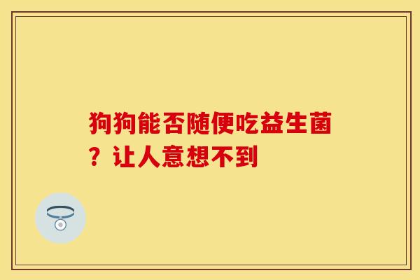 狗狗能否随便吃益生菌？让人意想不到