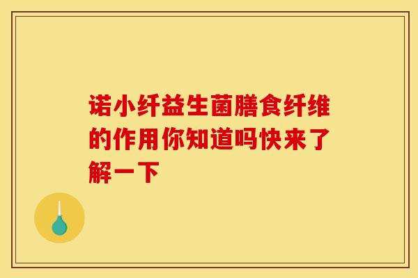 诺小纤益生菌膳食纤维的作用你知道吗快来了解一下